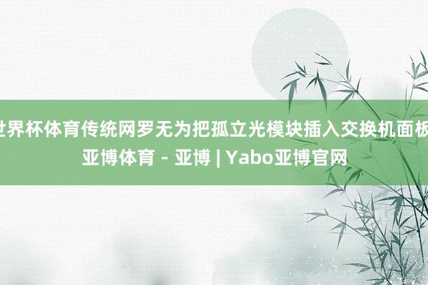 世界杯体育传统网罗无为把孤立光模块插入交换机面板-亚博体育 - 亚博 | Yabo亚博官网