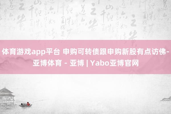 体育游戏app平台 　　申购可转债跟申购新股有点访佛-亚博体育 - 亚博 | Yabo亚博官网