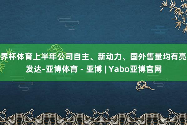 世界杯体育上半年公司自主、新动力、国外售量均有亮眼发达-亚博体育 - 亚博 | Yabo亚博官网